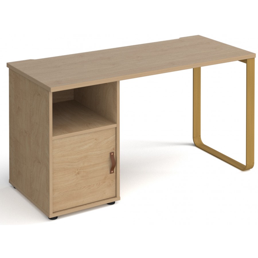 Cairo Straight Desk with Brass Leg and Integrated Cupboard